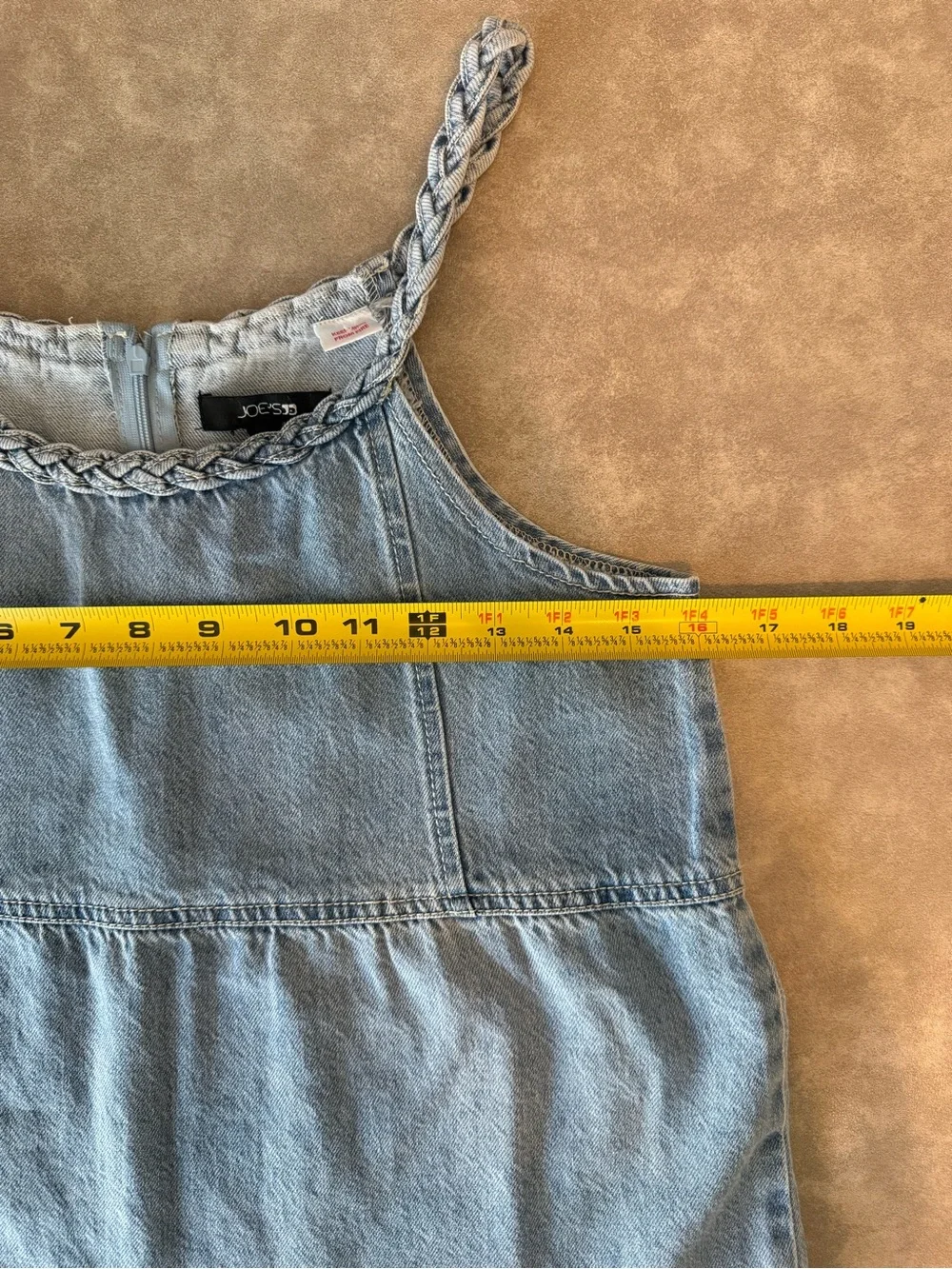 Joe’s Jeans Girls 12/14 Denim Tiered Dress Braided Straps Bleach Wash NWT